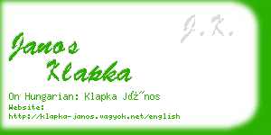 janos klapka business card